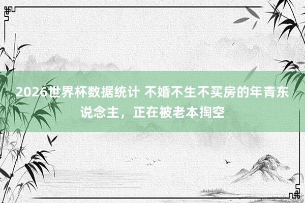 2026世界杯数据统计 不婚不生不买房的年青东说念主,正在被老本掏空