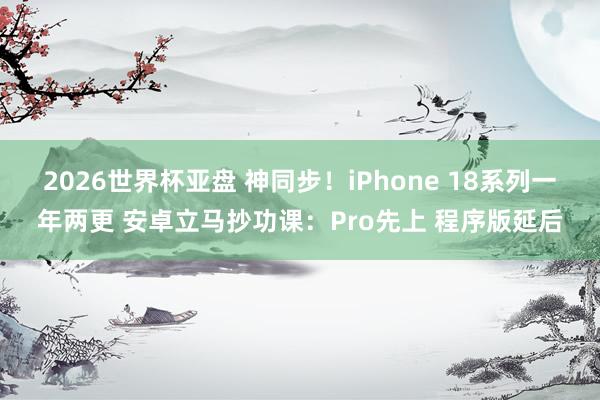 2026世界杯亚盘 神同步!iPhone 18系列一年两更 安卓立马抄功课:Pro先上 程序版延后