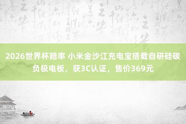 2026世界杯赔率 小米金沙江充电宝搭载自研硅碳负极电板,获3C认证,售价369元