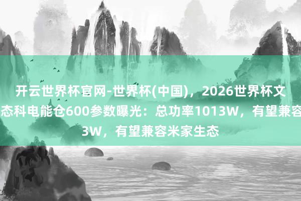 开云世界杯官网-世界杯(中国),2026世界杯文字直播 酷态科电能仓600参数曝光:总功率1013W,有望兼容米家生态