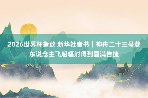2026世界杯指数 新华社音书｜神舟二十三号载东说念主飞船辐射得到圆满告捷