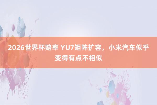 2026世界杯赔率 YU7矩阵扩容,小米汽车似乎变得有点不相似