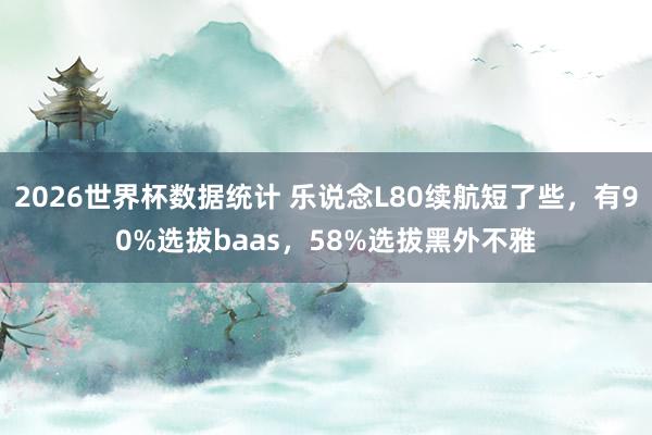 2026世界杯数据统计 乐说念L80续航短了些,有90%选拔baas,58%选拔黑外不雅