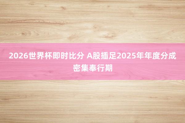 2026世界杯即时比分 A股插足2025年年度分成密集奉行期