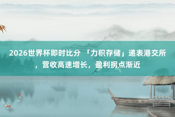 2026世界杯即时比分 「力积存储」递表港交所，营收高速增长，盈利拐点渐近