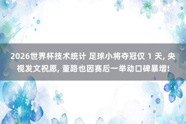 2026世界杯技术统计 足球小将夺冠仅 1 天, 央视发文祝愿, 董路也因赛后一举动口碑暴增!