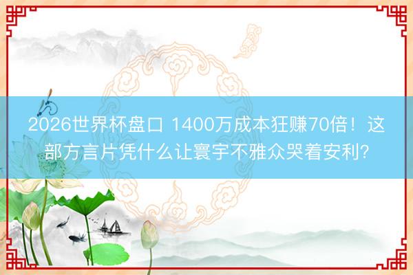2026世界杯盘口 1400万成本狂赚70倍!这部方言片凭什么让寰宇不雅众哭着安利?