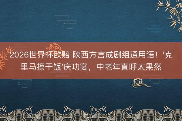 2026世界杯欧赔 陕西方言成剧组通用语!'克里马擦干饭'庆功宴,中老年直呼太果然