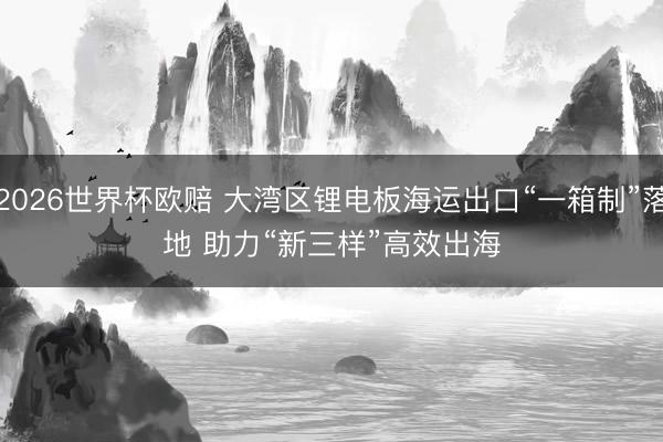 2026世界杯欧赔 大湾区锂电板海运出口“一箱制”落地 助力“新三样”高效出海