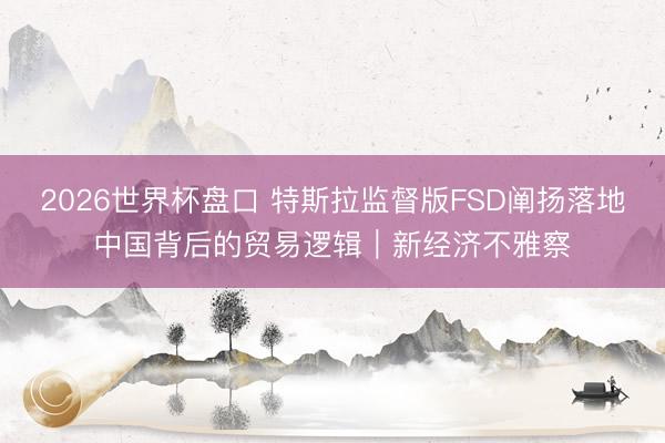 2026世界杯盘口 特斯拉监督版FSD阐扬落地中国背后的贸易逻辑|新经济不雅察