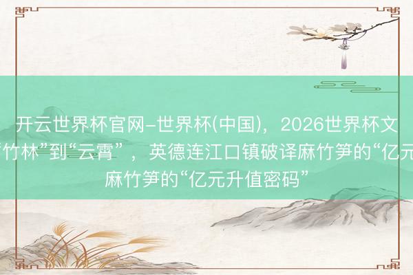 开云世界杯官网-世界杯(中国),2026世界杯文字直播 从“竹林”到“云霄” ,英德连江口镇破译麻竹笋的“亿元升值密码”